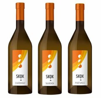 Proefpakket Skok Chardonnay, Sauvignon blanc, Pinot Grigio 